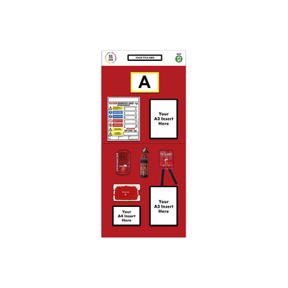 Individual rack end shadow board, fire safety, HxW 2000 x 900 mm, red.