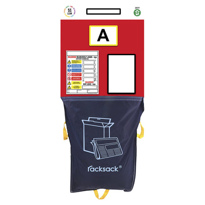 Individual rack end shadow board, with Racksack waste sack, HxW 2000 x 900 mm, red.