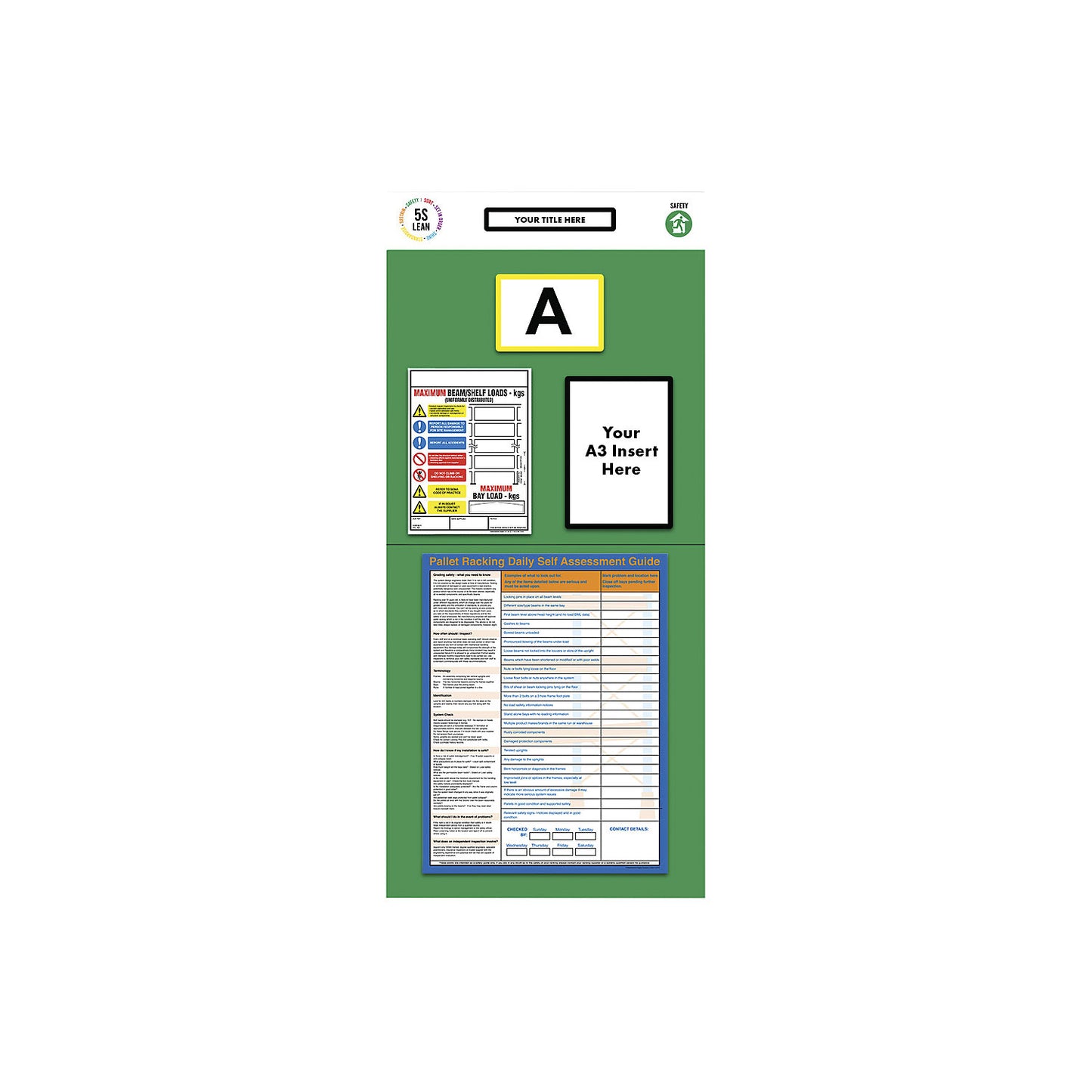 Individual rack end shadow board, rack assessment, HxW 2000 x 900 mm, green.
