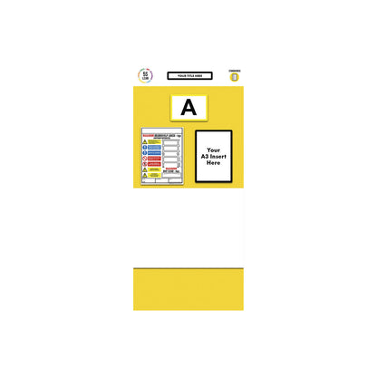 Individual rack end shadow board, whiteboard, HxW 2000 x 900 mm, yellow.