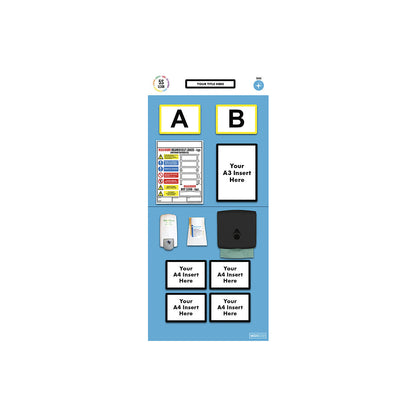 Modular rack end shadow board, sanitising, HxW 2000 x 900 mm, blue.