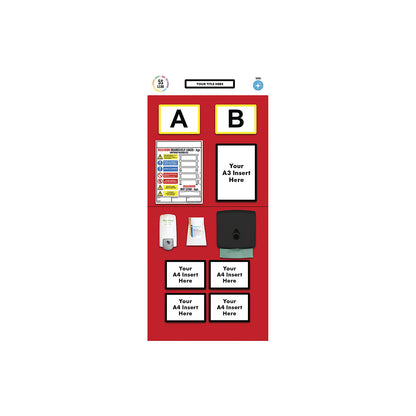 Modular rack end shadow board, sanitising, HxW 2000 x 900 mm, red.