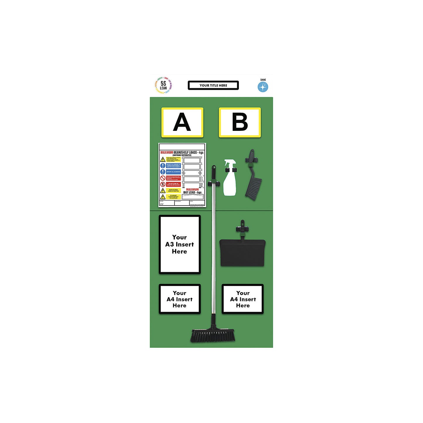 Modular rack end shadow board, cleaning, HxW 2000 x 900 mm, green.