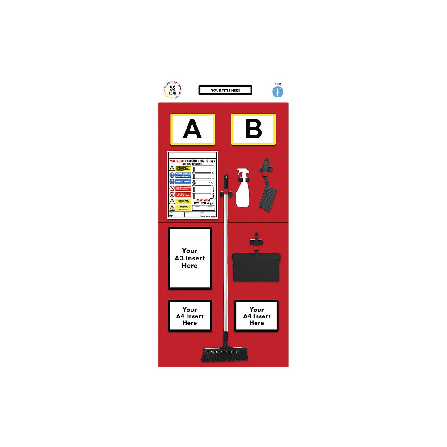 Modular rack end shadow board, cleaning, HxW 2000 x 900 mm, red.