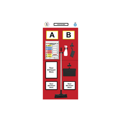 Modular rack end shadow board, cleaning, HxW 2000 x 900 mm, red.