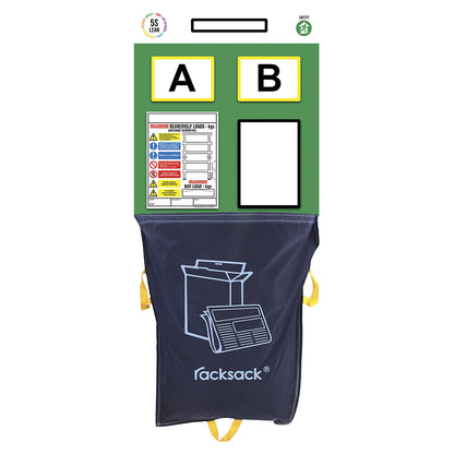 Modular rack end shadow board, with Racksack waste sack, HxW 2000 x 900 mm, green.