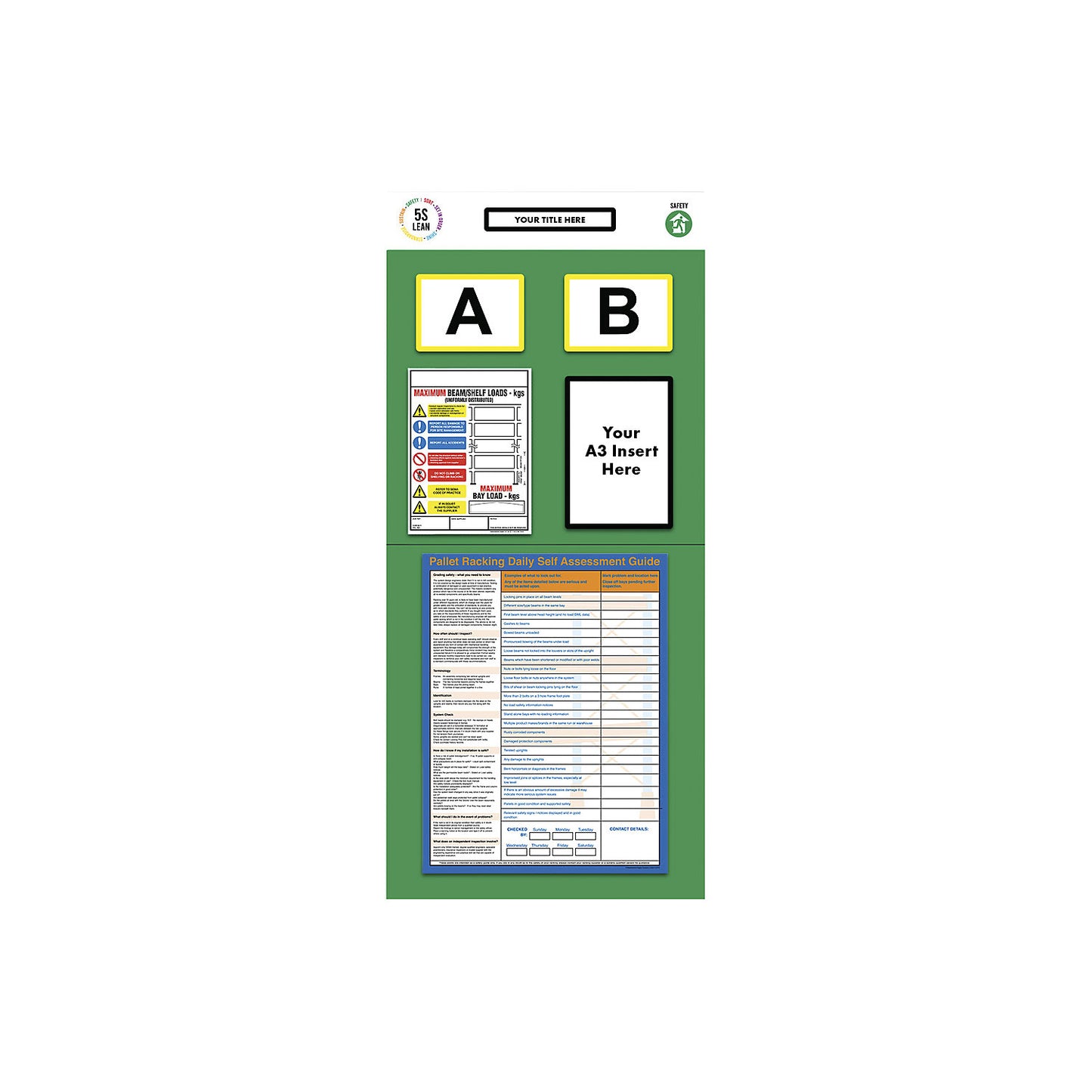 Modular rack end shadow board, rack assessment, HxW 2000 x 900 mm, green.