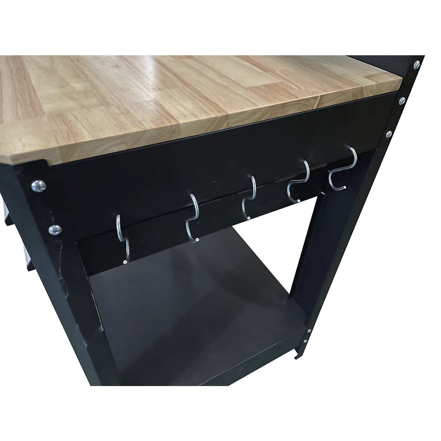 Workbench with perforated rear panel, 3 drawers, 2 cupboards, width 1140 mm.