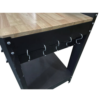 Workbench with perforated rear panel, 3 drawers, 2 cupboards, width 1140 mm.