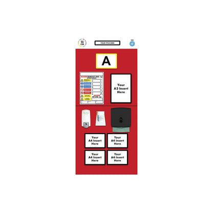 Individual rack end shadow board, sanitising, HxW 2000 x 900 mm, red.
