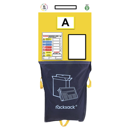 Individual rack end shadow board, with Racksack waste sack, HxW 2000 x 900 mm, yellow.
