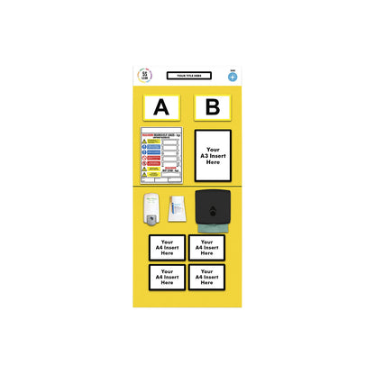 Modular rack end shadow board, sanitising, HxW 2000 x 900 mm, yellow.