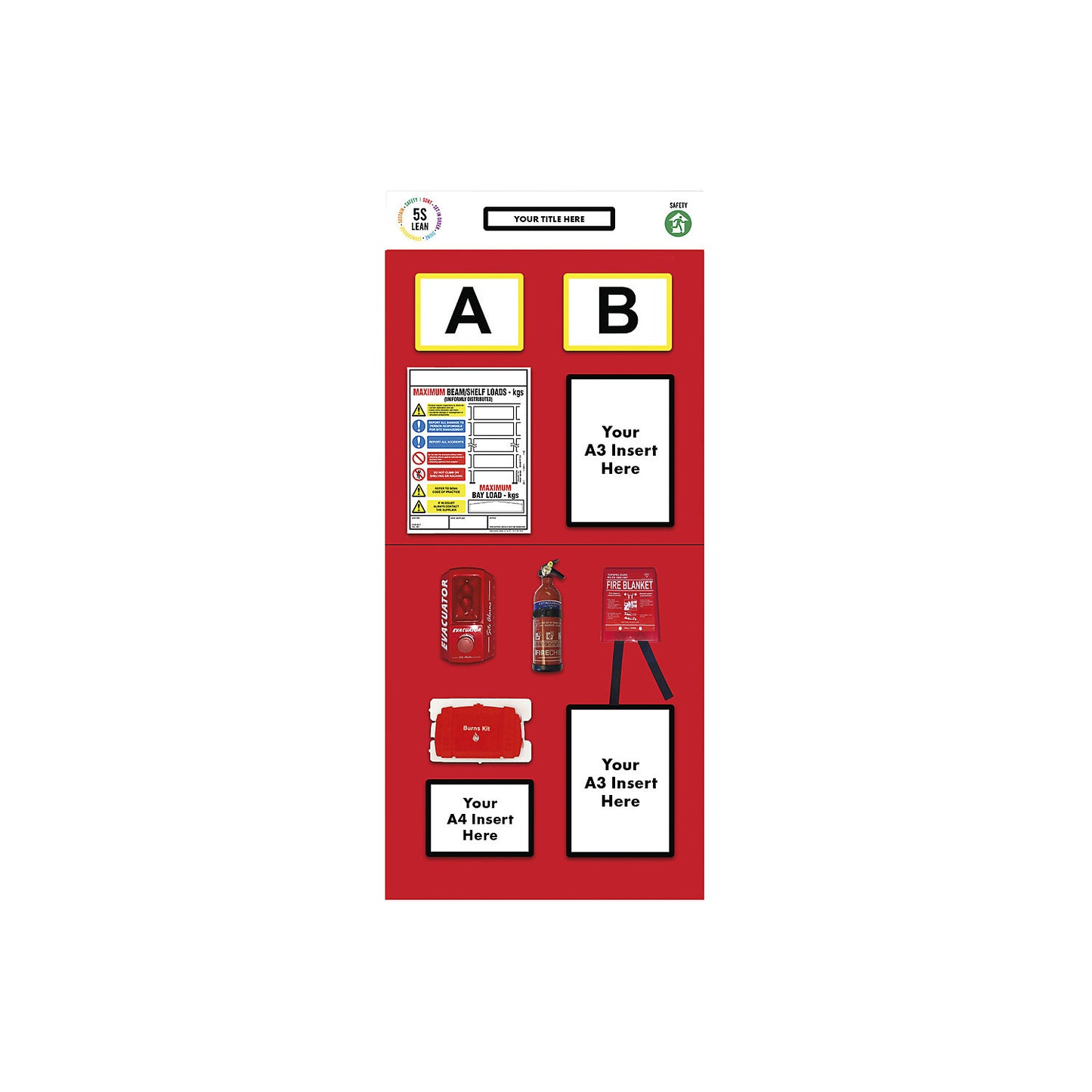 Modular rack end shadow board, fire safety, HxW 2000 x 900 mm, red.
