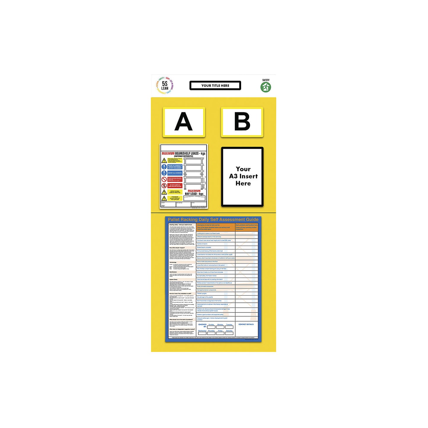 Modular rack end shadow board, rack assessment, HxW 2000 x 900 mm, yellow.