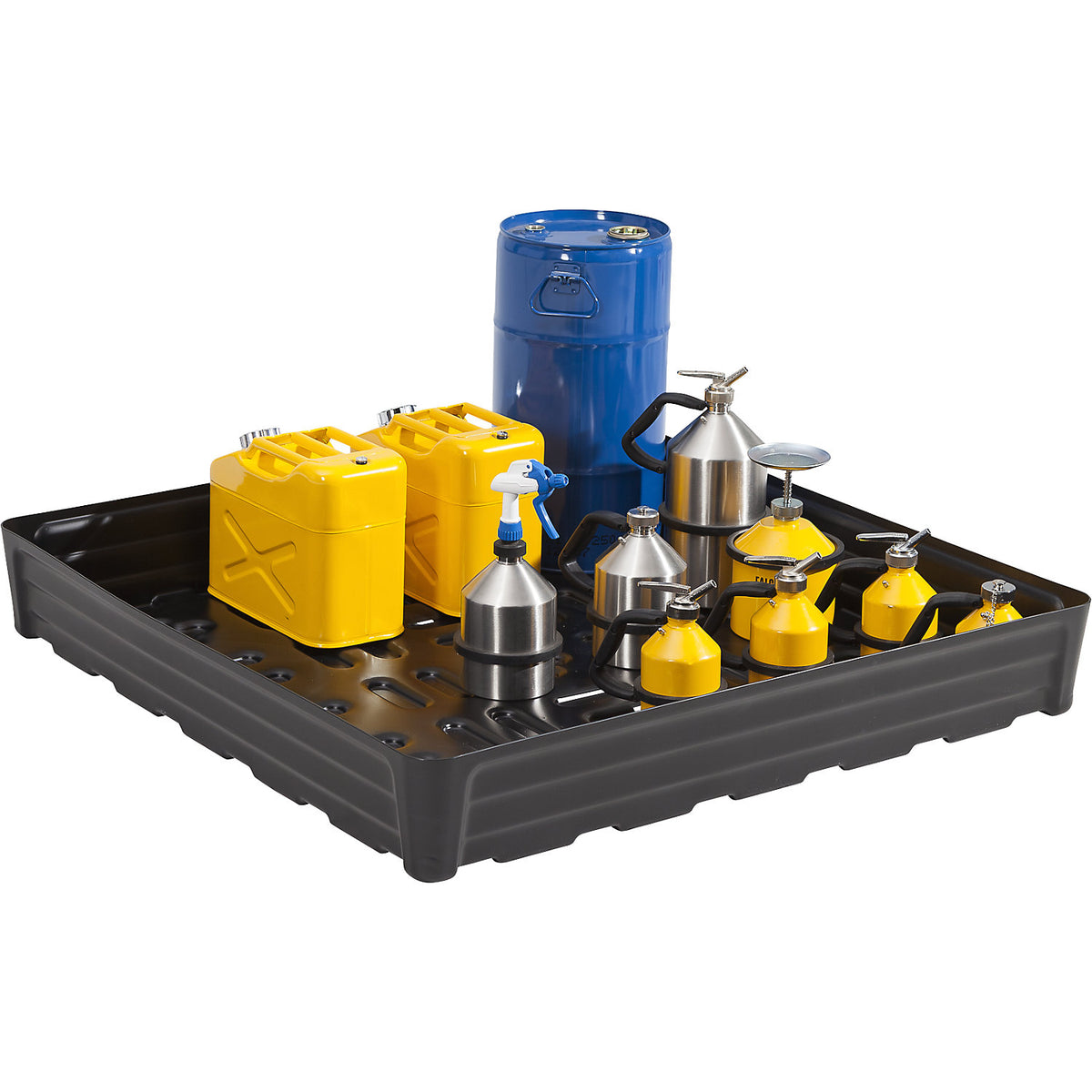 PE sump tray for small containers, without grate, collection capacity 180 l.