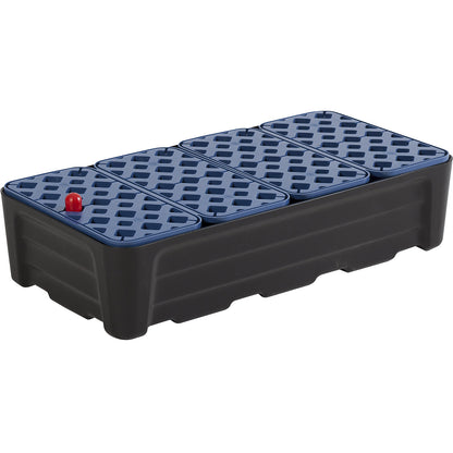 PE sump tray for small containers, with PE grate, collection capacity 40 l.