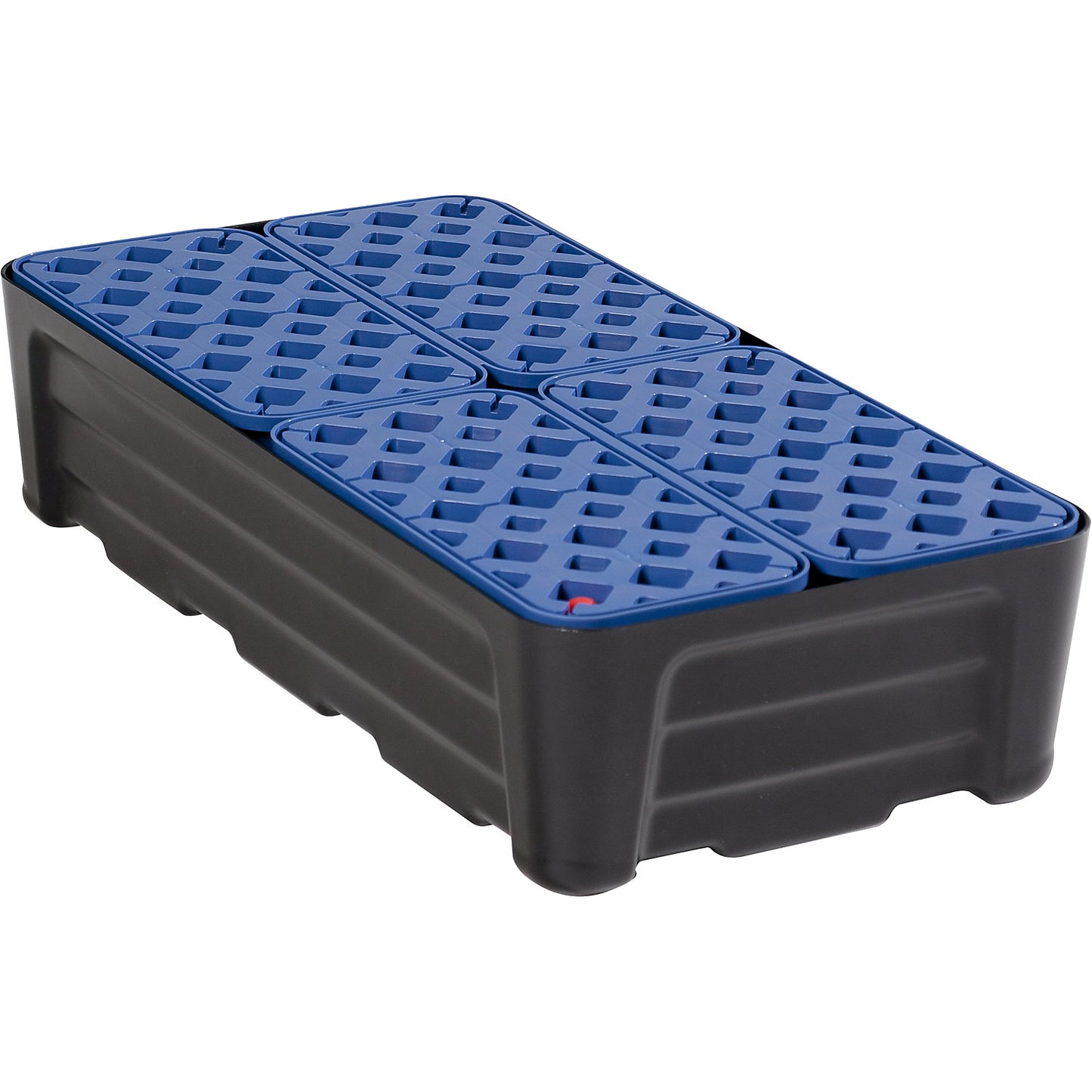 PE sump tray for small containers, with PE grate, collection capacity 40 l.