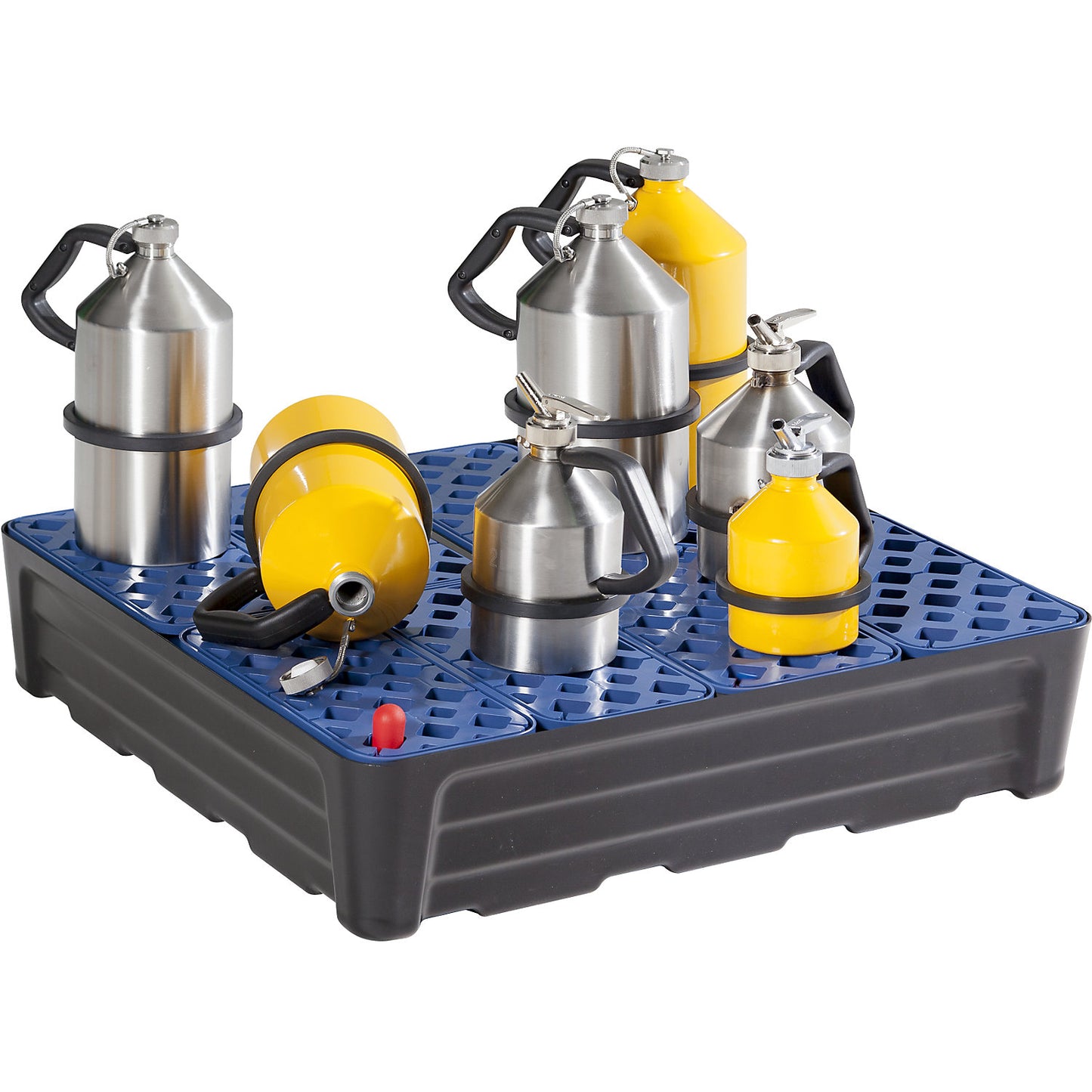 PE sump tray for small containers, with PE grate, collection capacity 80 l.