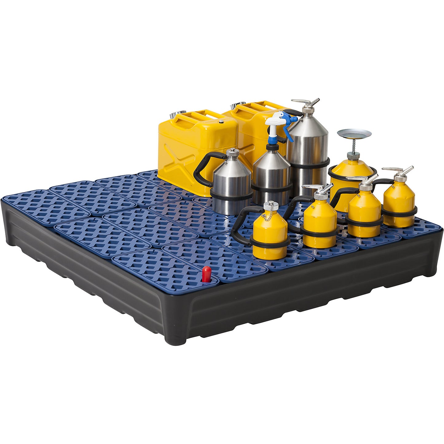 PE sump tray for small containers, with PE grate, collection capacity 180 l.