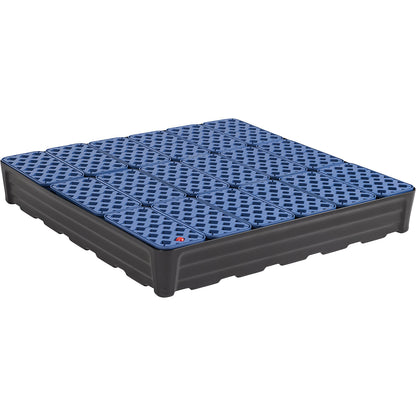 PE sump tray for small containers, with PE grate, collection capacity 180 l.