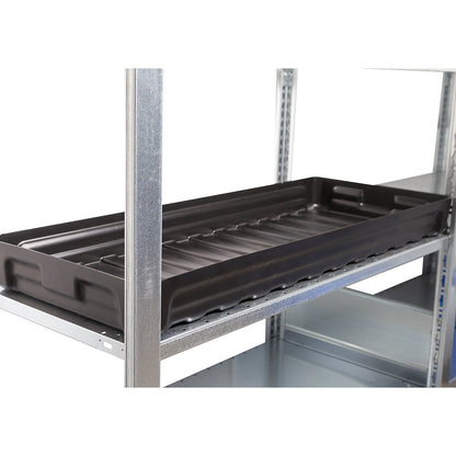 PE small container shelf sump tray, dissipative, without certification, collection capacity 20 l.