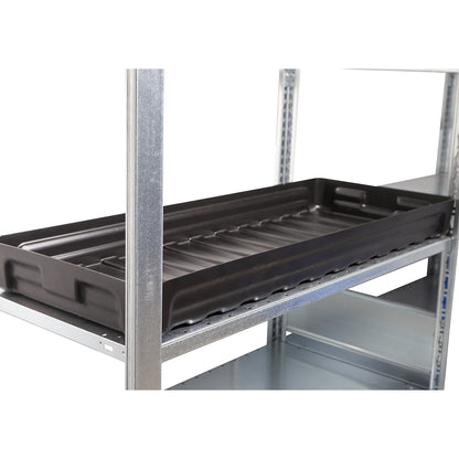 PE small container shelf sump tray, dissipative, without certification, collection capacity 30 l.