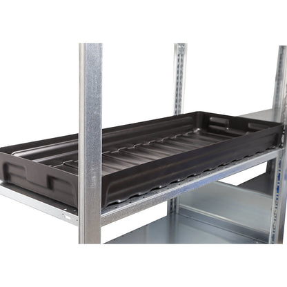 PE small container shelf sump tray, with certification, collection capacity 20 l.