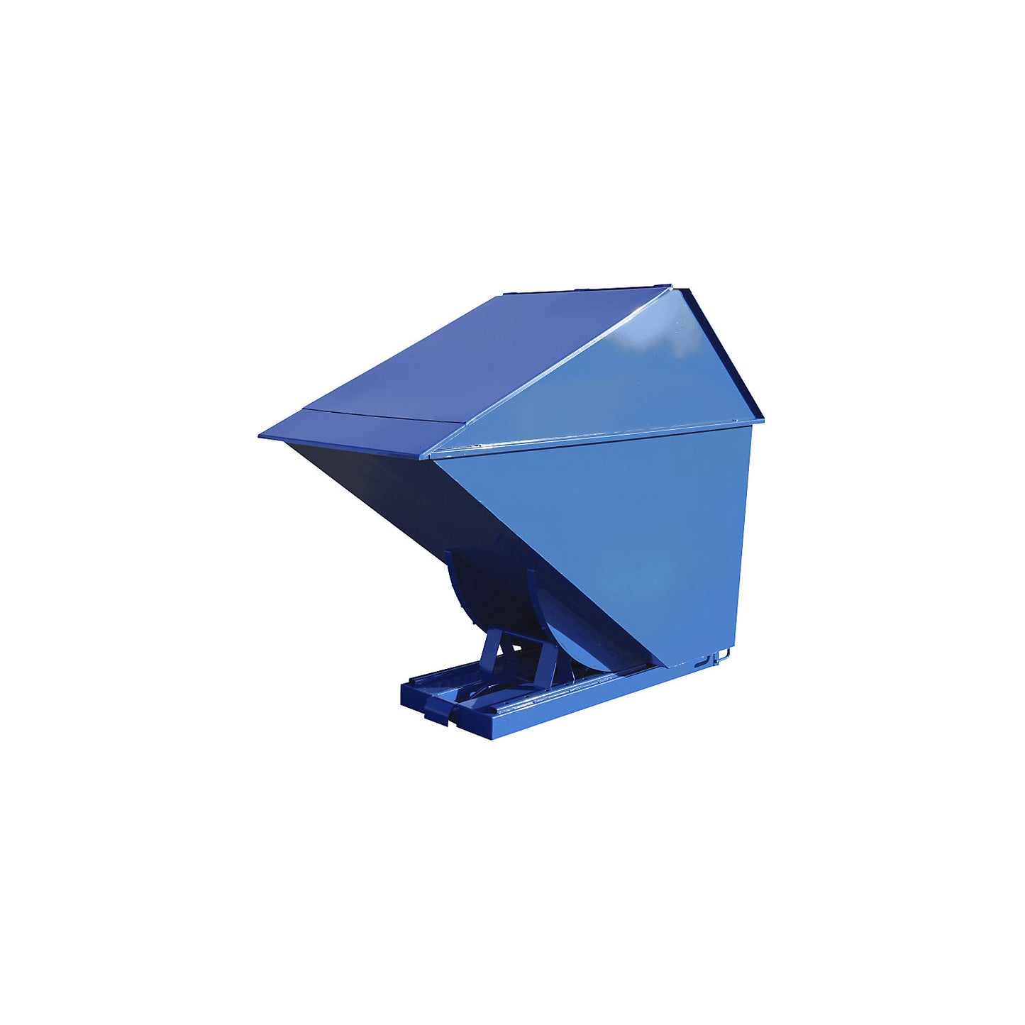 Tipping skip with high lid, blue, capacity 1700 l.