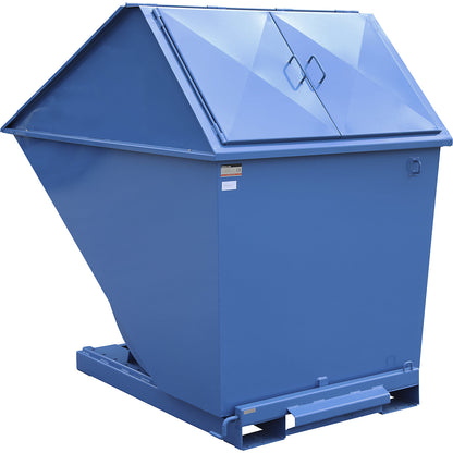 Tipping skip with high lid, blue, capacity 2200 l.