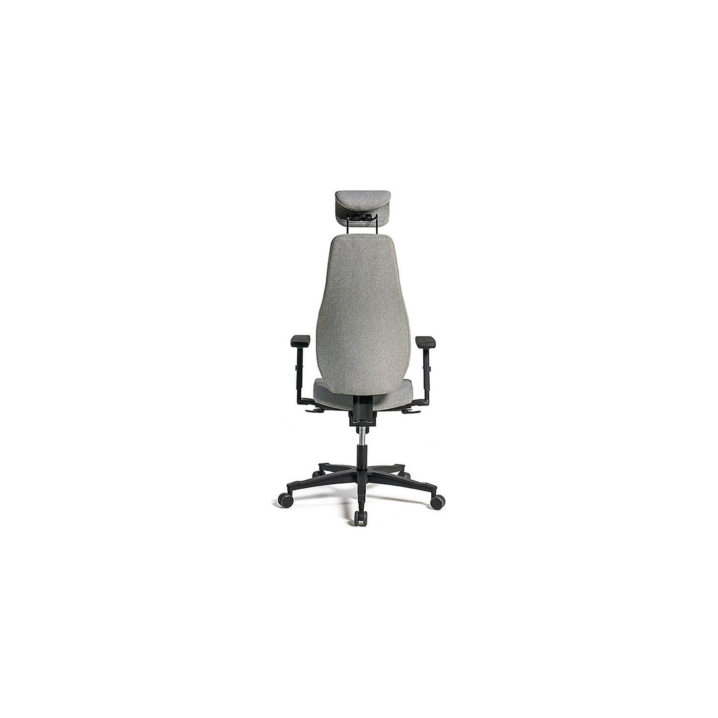 Office chair, synchronous mechanism, with arm rests and headrest, grey.
