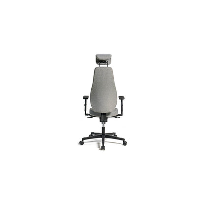 Office chair, synchronous mechanism, with arm rests and headrest, grey.