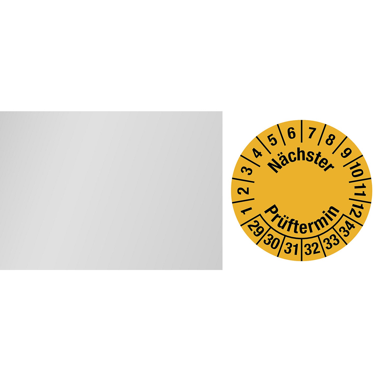 Cable test placard, multiple years, yellow, film, LxH 25 x 60 mm, pack of 10, 2029 - 2034.