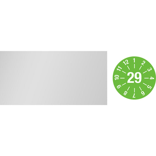 Cable test placard, annual placard, LxH 60 x 20 mm, 29, green.