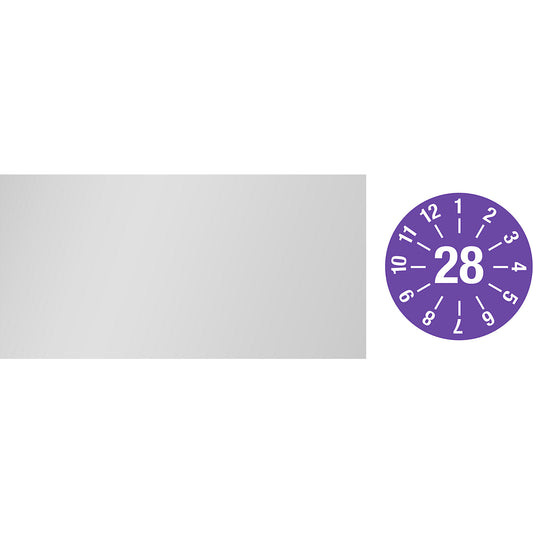 Cable test placard, annual placard, LxH 60 x 20 mm, 28, purple.