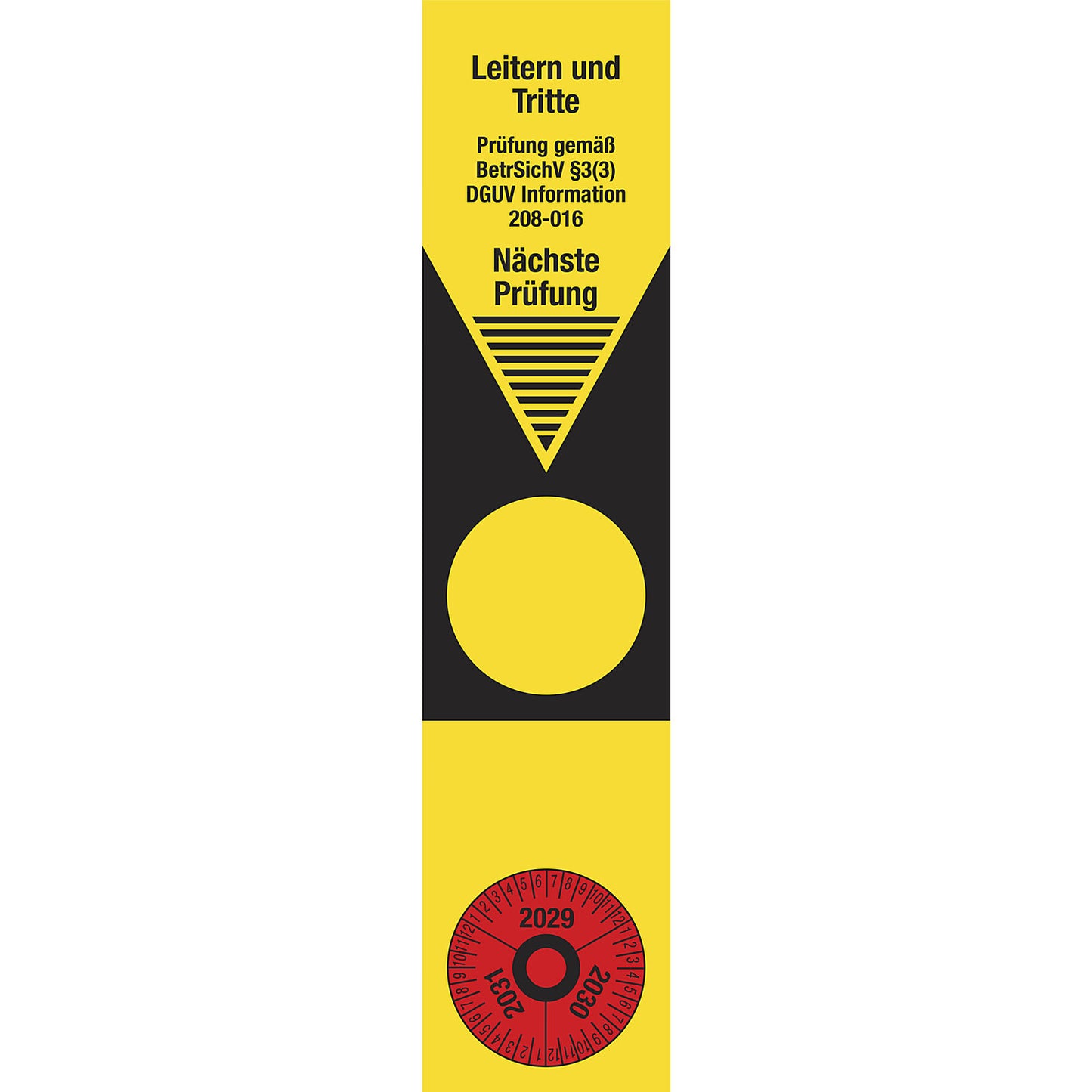 Placard DGUV I 208-016 ladders/steps, film, LxH 50 x 220 mm, pack of 10, 29 - 31.