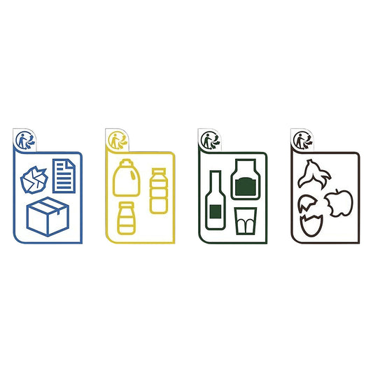 Waste separation sticker set, in the outdoor area, width 150 mm.