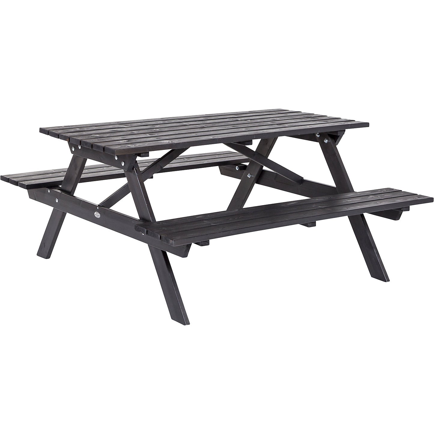Picnic bench, square, pine wood, LxD 1500 x 1500 mm, black.