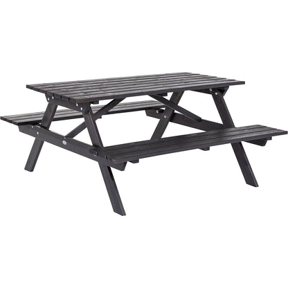 Picnic bench, square, pine wood, LxD 1500 x 1500 mm, black.