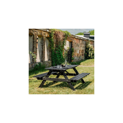 Picnic bench, square, pine wood, LxD 1500 x 1500 mm, black.