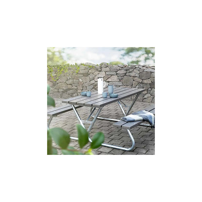 Group bench, grey, overall LxD 1800 x 1800 mm, without backrest, grey.