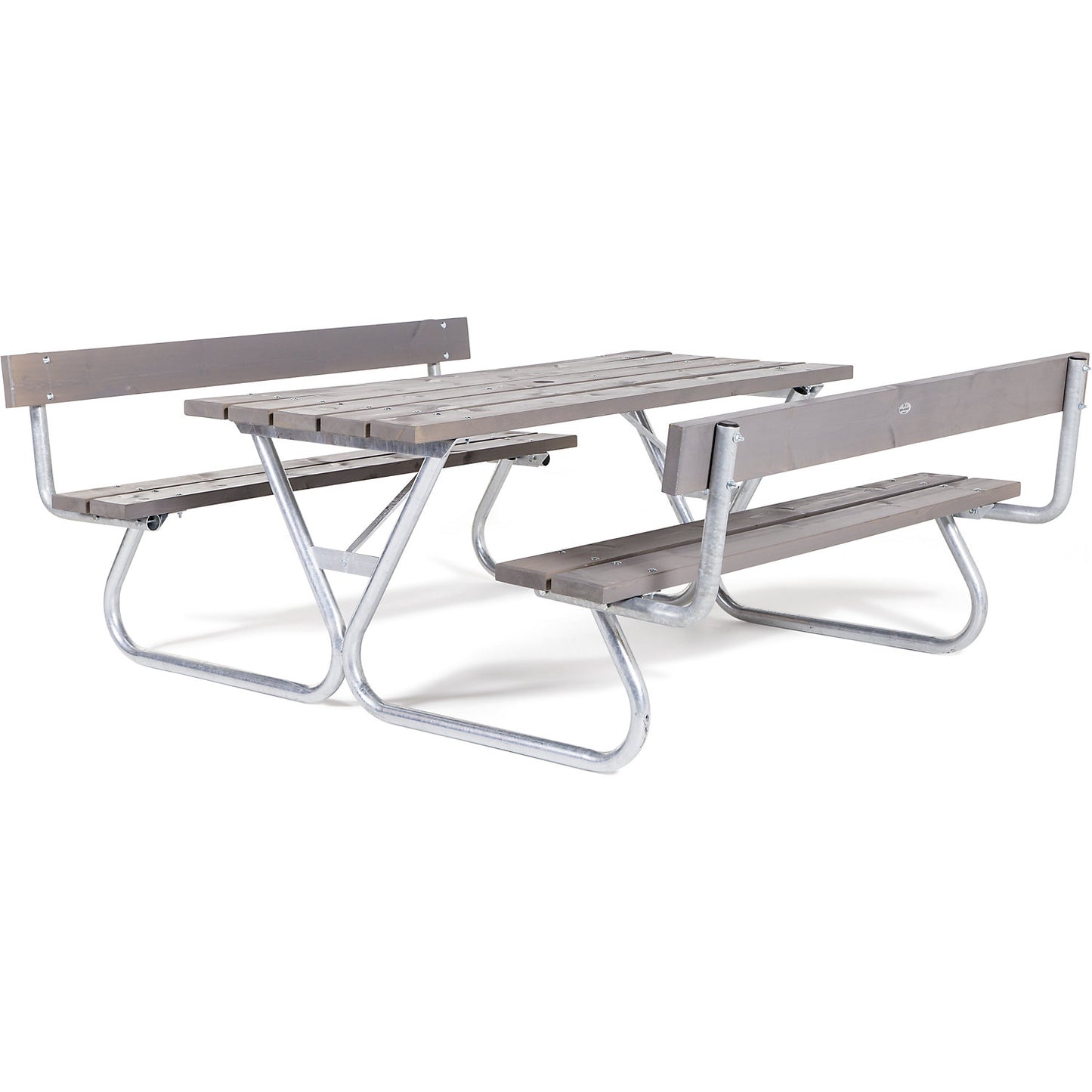 Group bench, grey, overall LxD 1800 x 1800 mm, with backrest, grey.