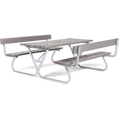 Group bench, grey, overall LxD 1800 x 1800 mm, with backrest, grey.