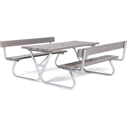 Group bench, grey, overall LxD 1800 x 1800 mm, with backrest, grey.