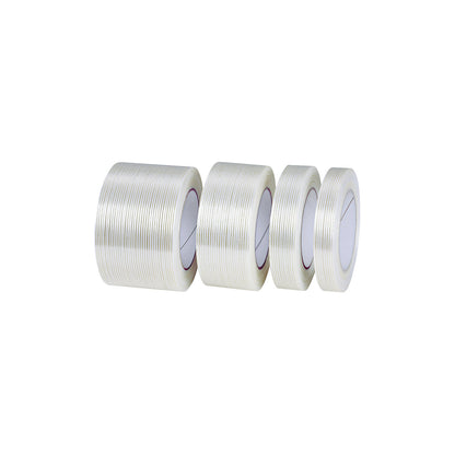 Reinforced tape, glass-fibre reinforced, pack of 6 rolls, transparent, tape width 25 mm.