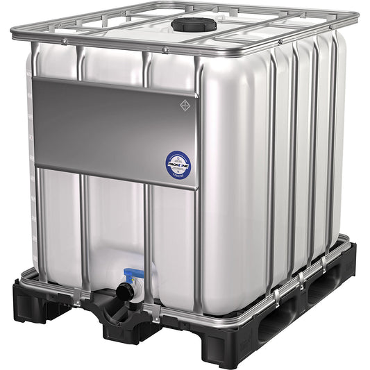 IBC container, standard, capacity 1000 l, on a plastic pallet.