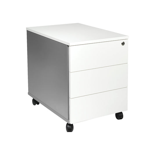 Portland mobile pedestal, HxWxD 550 x 420 x 600 mm, light grey / brushed white.