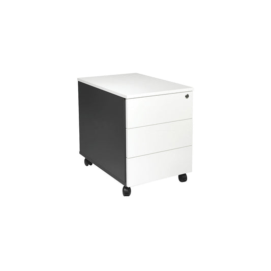 Portland mobile pedestal, HxWxD 550 x 420 x 600 mm, dark grey / brushed white.