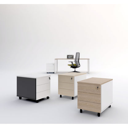 Portland mobile pedestal, HxWxD 550 x 420 x 600 mm, brushed white / birch.