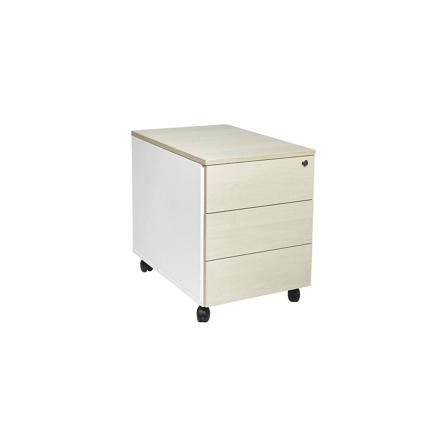 Portland mobile pedestal, HxWxD 550 x 420 x 600 mm, brushed white / birch.