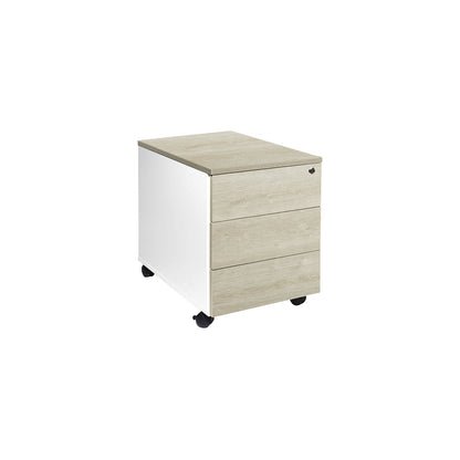 Portland mobile pedestal, HxWxD 550 x 420 x 600 mm, brushed white / oak.